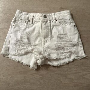 PacSun Distressed White Denim Shorts